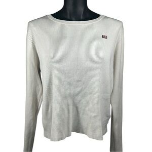 Polo Ralph Lauren Ribbed Pullover Women's XL Ivory Crewneck Vintage 90s RL Patch